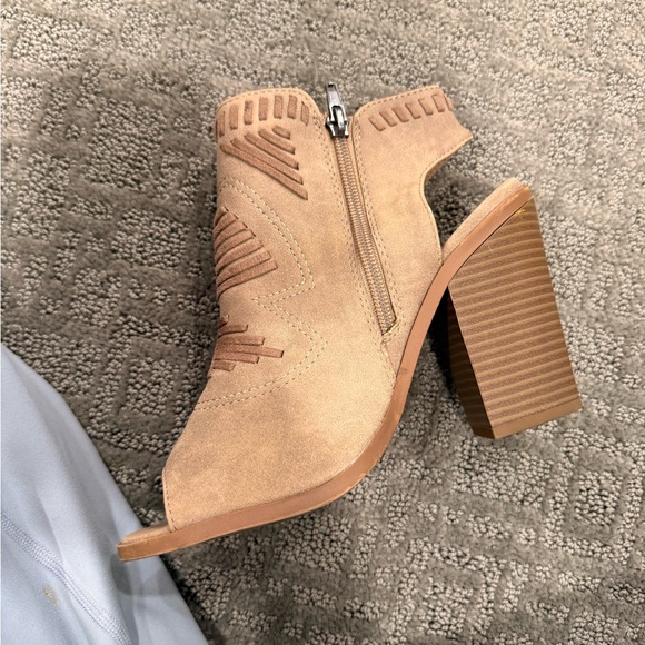 7 Taupe Peep Toe Bootie - Picture 7 of 13